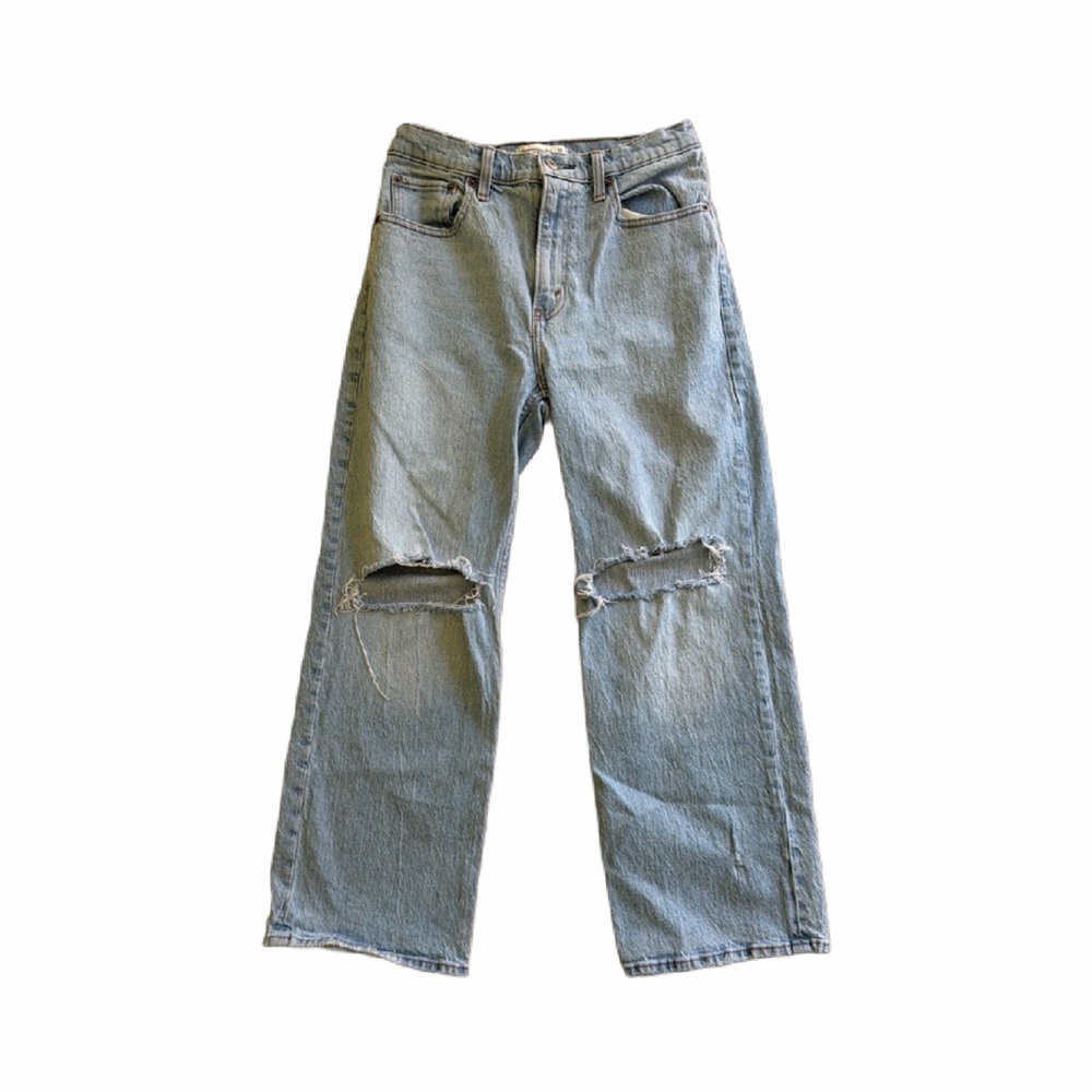 Abercrombie & Fitch Light Blue Distressed Straight Jeans